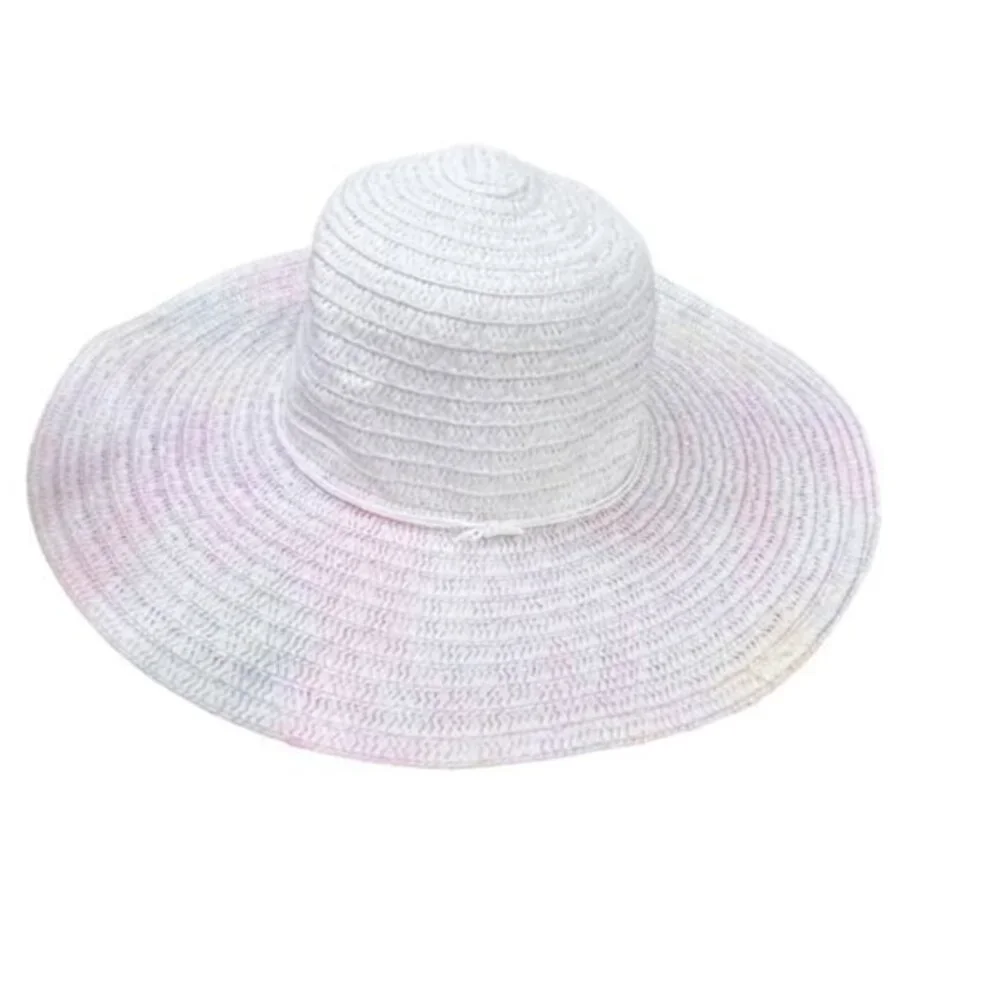 Womens Floppy Sun Hat Wide Brim White Pastel Colors Beach Vacation‎ Pool Travel